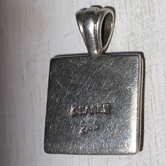 Silver Signed Barse Square Filigree Pendant - Picture 4 of 9